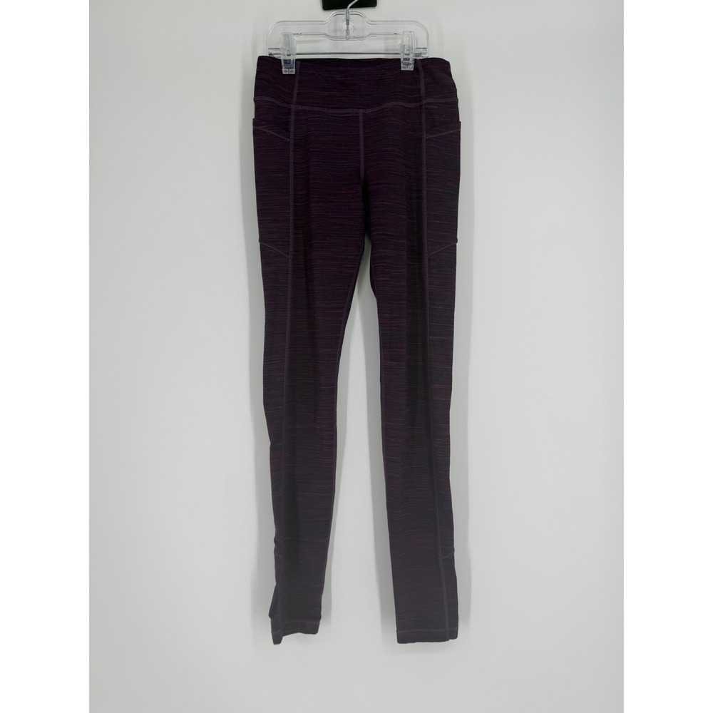 Athleta Girl Girls Leggings Large 12 Purple Space Dye Athletic Yoga Gym Pockets